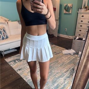 White Pleated Mini Skirt